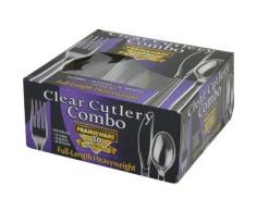 Winware jetables Combo Couverts Lot Lot Comprendâ¯: 50 Couteaux (190 mm), 50 fourchettes (178 mm) et 50 cuillères à Dessert (150 mm).