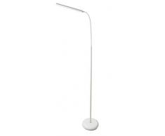 Velamp TL1609-B Liseuse LED, 510lm (6W). Protection des yeux, bras réglable, Dimmable, Interrupteur tactile. Pour salon, lecture, étudiant, bureau. Hauteur 125cm, Métal, 6 W, Blanc