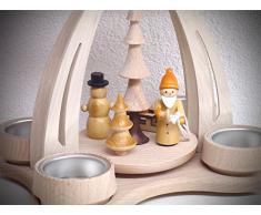 SIGRO Erzgebirges Table en Bois Bougeoir Pyramide avec SM et WM Enfant Figure, Bois, Beige, 14Â x 18Â x 24Â cm
