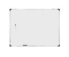 Relaxdays 10025643_934 Tableau blanc, avec Ã©ponge et marqueur, magnÃ©tique, meetings, workshops, bureau, 90 x 120 cm, aluminium, plastique, 90 x 120 x 1,5 cm