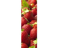 DECORATION adhésive pour CUISINE et réfrigérateurs Fraises Autocollant, Polyvinyle, Rouge, 59,5 x 0,1 x 180 cm