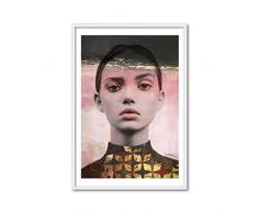 CUADRIMAN Design Tableau Inka Williams, Bois, Ocre, Chaudron et Noir, 92Â x 62Â cm