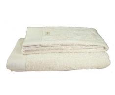 Ecoterry Lot de 2 Serviettes en Coton organiques, Couleur Naturelle, sans Teinture, lavabo, Douche