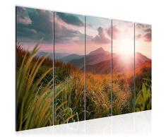 Tableau decoration murale Paysage coucher de soleil 200 x 80 cm - XXL Impression sur Toile Salon Appartment 5 Parties - prÃªt Ã accrocher - 607055b