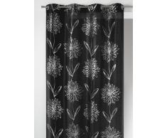 Home Maison 09407-8-AL Rideaux Shantung ImprimÃ© MÃ©tal avec Oeillets Rond Noir/Argent 140 x 260 cm