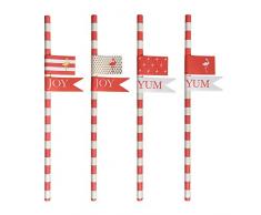 DELIGHT DEPARTMENT DD.03.13.2 Pailles avec Autocollants en Paille Art Moderne 13 x 21 x 1 cm Rouge