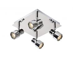 Lucide SIRENE-LED - Spot Plafond - Ã 10 cm - LED Dim. - GU10 - 4x4,5W 3000K - IP44 - Chrome