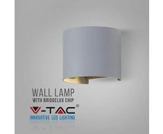 V-TAC SKU.7092 APPLIQUE MURALE LED 6W ROND GRIS IP65 VT-756, Plastique,et autre materiaux, E27, 6 W, Profondeur :100 mm