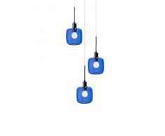 SP Light and Design Diva Suspension triple Structure Chrome, Verre Bleu Lampe à suspension 4 W