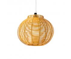Luminaire Korba jaune, suspension rotin, 60 W, jaune , ø 30 x H 24 cm