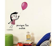 Chispum VIINF171SA - Sticker décoratif, 28 x 31 cm, Design Poursuis tes rêves (Fille)
