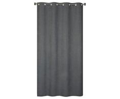 HomeMaison Rideau Uni Aspect Velours, Polyester, Gris, 240x140 cm