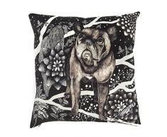Nadja Wedin design Le FranÃ§ais pour Chien en VeloursÂ âÂ Housse de Coussin 48Â X 48Â cm, Noir/Blanc