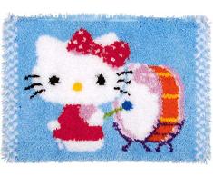 Vervaco Kit Tapis au Point noué Hello Kitty avec Tambour