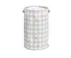 iDesign Panier Rangement, Bac Rangement Rond et pliable en Mélange Coton et Polyester à 2 Poignées, Panier à Linge à Pois pour Placard, Chambre, Buanderie et Salon, Gris