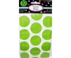 Amscan Candy Buffet Pois 10 Treat Bags Vert Kiwi