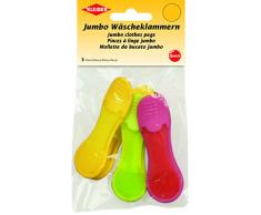 Kleiber Jumbo Pinces Ã Linge X3Â Rose/Vert/Jaune, Assortis