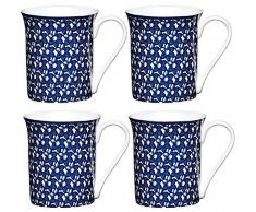 Kitchencraft Afternoon Tea en Porcelaine Anglaise cannelé Mug, 260 ML (Lot de 4), Multi/Couleur, Lot de 4, Porcelaine, Multi/Colour, 10.8 x 8 x 8.9 cm