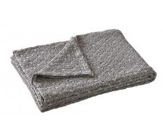 Blanc des Vosges Jete de lit Everest Ardoise 180 x 260 cm-Pique de Coton nid dabeille Stonewashed