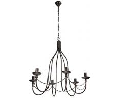 Comptoir de Famille 156790 Suspension Lampe 6 LumiÃ¨res MÃ©tal Brun Comptoir, E14, Noir