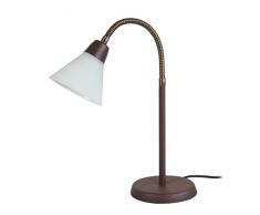 Tosel 90046 Lampe de Bureau - Flex, Tube et Flexible Acier, Peinture époxy Verre Cent, G9, 50 W, Marron