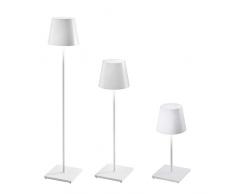 Zafferano Poldina Pro XXL - Lampe de table / lampadaire sur pied LED à intensité variable (150 cm / 81 cm / 69 cm), nouvelle station de recharge à contact, prise UE - Blanc