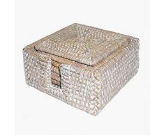 Better & Best Washing Lot de 6 dessous de verre carrÃ©s en rotin lavÃ© 12,5 x 12,5 x 6 cm