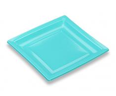GUILLIN - QUADRIPACK AC185TU CARTON DE 400 Assiette CarrÃ©e RÃ©utilisable, Plastique, Turquoise, 18,4 x 18,4 x 1,8 cm