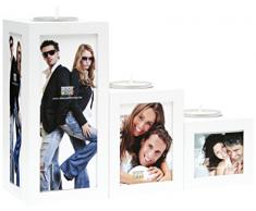 Deknudt Frames S66RW1 Cadre Lot de 3 Porte bougeoir, Blanc, pour 2 Photos, Bois, 0x0