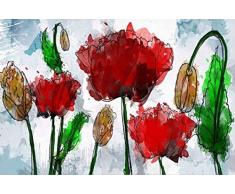 Legendarte PL-113 Tableau Gouttes de Pavot. Impression Digitale sur Toile, cm. 50x70, Lienzo, Multicolor