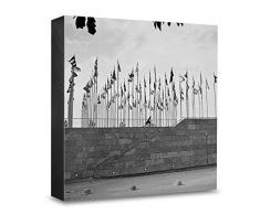 COGNOSCO HG-L114 Tableau Mural en Bois avec Photo darchitecture Leipzig Noir/Blanc 15 x 15 cm