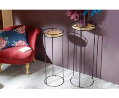 Adept Home Set de 2 sellettes en métal, Collection Feuille dor