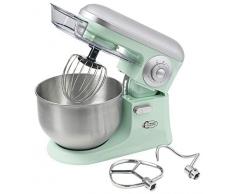 Bestron Robot de cuisine au design rétro avec fouet, Crochet pétrisseur et batteur, Sweet Dreams, 1000 W, Menthe