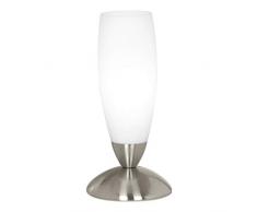 Eglo 82305 Lampe de table, Verre, Acier, E14, Nickel, Blanc