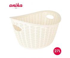 Anika Home Panier Ã Linge en rotin CrÃ¨me 27 l