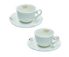 PORCELLANA Valentino Oro Porcelaine Lot de 2 Tasses Ã cafÃ© en Nylon