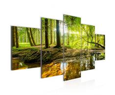 Tableau decoration murale Paysage de la forÃªt 200 x 100 cm - XXL Impression sur Toile Salon Appartment 5 Parties - prÃªt Ã accrocher - 611751a