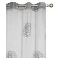 Inova VOIESQ002 Esquisse Voilage 8 Åillets Polyester Anthracite 136 x 240 cm