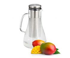 Relaxdays 10029987 Carafe en Verre, 1,5 l, avec Couvercle, jus, Eau aromatisÃ©e, Lavable au Lave-Vaisselle, Transparent