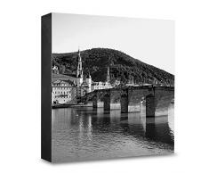 COGNOSCO HG-HD101 Tableau Mural en Bois avec Photo darchitecture et Inscription en Allemand Alte Brück Noir/Blanc 15 x 15 cm