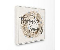 Stupell Industries Donnez Merci pour Famille Strawflower Couronne tendue sur Toile DÃ©coration Murale, Multicolore