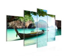 Tableau decoration murale Ãle de la mer 200 x 100 cm - XXL Impression sur Toile Salon Appartment 5 Parties - prÃªt Ã accrocher - 609351a