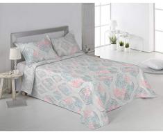 Secaneta Stilia Couvre-lit boutis imprimÃ© Printemps/Ã©tÃ© + Coussins en Jeu, Cristal (250 x 270 cm/lit 150), Multicolore, 250 x 270 cm