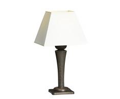 KWO Olbernhau 80036 Lampe de Table Pied en chêne Couleur chêne Hauteur: 60 cm-Abat-Jour Blanc