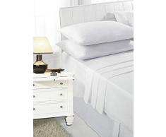 Highliving Drap Plat 100% Coton Ã©gyptien 200 Fils, Blanc, crÃ¨me (lit Double, Blanc)