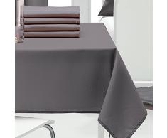 Les Ateliers du Linge - Nappe - Nappe rectangulaire - Nappe 100% Polyester - Nappe entretien facile - Nappe antitache - Nappe table salon - 140 x 240 - Gris - Uni