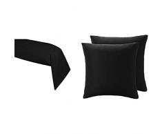 LOVELY CASA T34820015 Alicia Taie de Traversin Coton Noir 185 x 45 cm & AmazonBasics Taies doreiller en Microfibre, Noir, 65cmx65cmx2