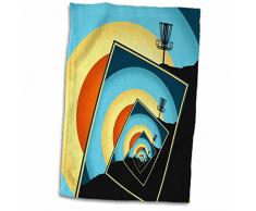 3dRose rotatifs paniers, coloré, Hillside Frisbee Disc Motif Golf Serviette, Blanc, 15 x 55,9 cm