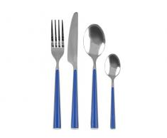 H&H Service Couverts 24 pièces, Manche Bleu, Acier Inoxydable, Bleu, 17 x 7 x 27,5 cm