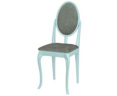 High Street Design Lot de 4 chaises de salle à manger Bleu avec Cabriole en acier et tissu Coussins